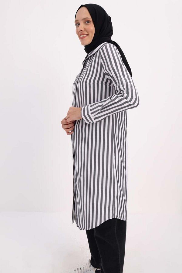 ALLDAY--Hidden Placket Shirt Tunic 1