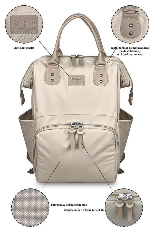 Stylo-Paris X Pro Beige Women & Mother Baby Care Backpack 1