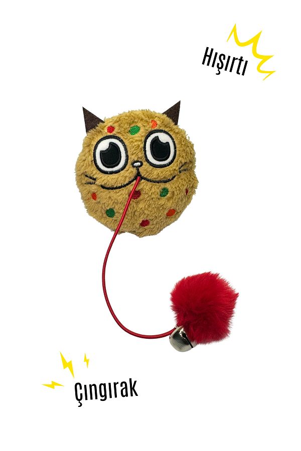 Miyav-Plush Cookie Cat Toy - Cat Activity Toy with Rustle and Rattles, Sound Drawstring 1