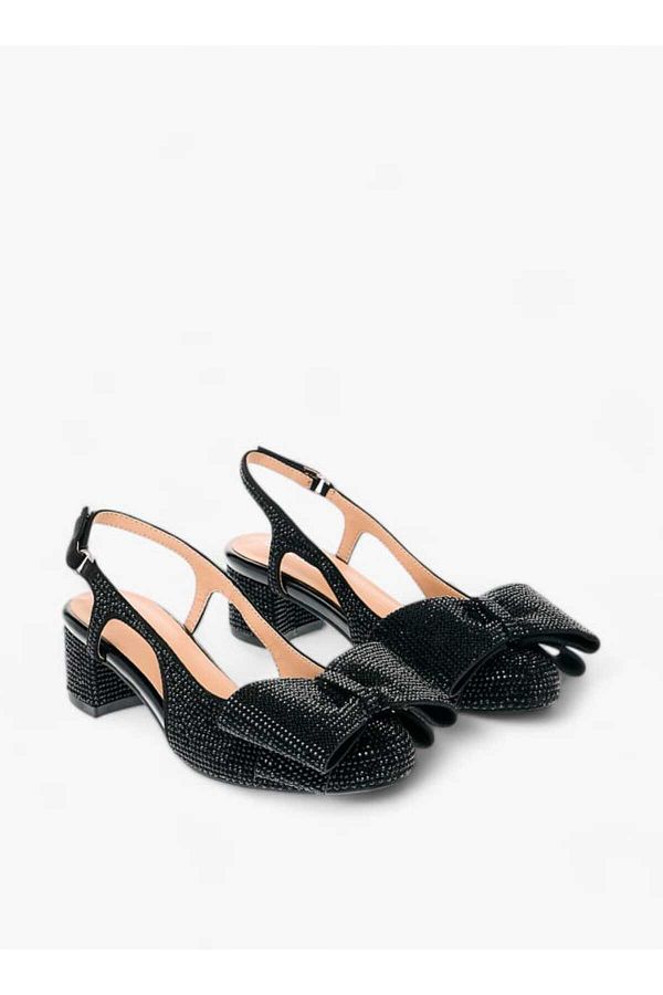 Celeste-Girls' Bow Accent Block Heeled Sandals with Hook and Loop Closure 1
