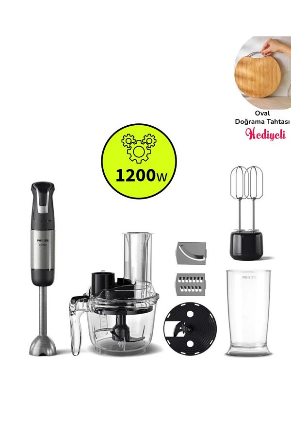 Philips-1200W Food Processor - Smotie Chopper, Blender, Whisk and Mixing Hand Set 1