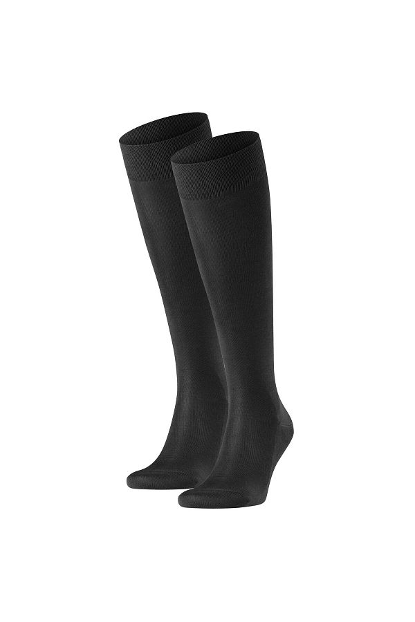 FALKE-Herren Kniestrümpfe 2er Pack - Tiago, Socken, Bio-Baumwolle, Logo, lang, einfarbig 1