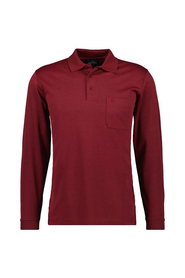 Ragman-Herren Langarm-Poloshirt - Soft Knit Polo Knopf Langarm, Baumwollmischung, Knopfleiste, Easy 1