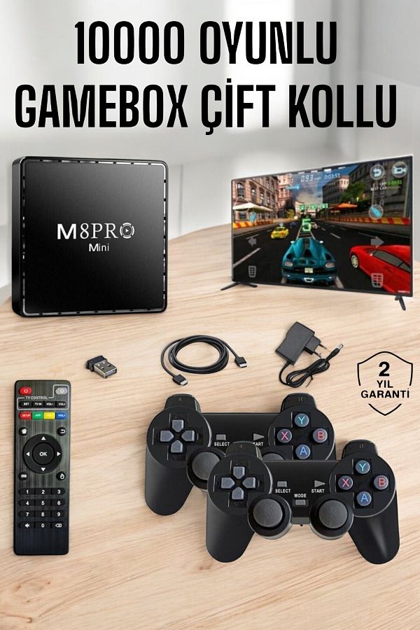 BellaThec-Game Console with Netflix & Youtube Support - Tv Box with Dual Joystick Control and 1000 Games! 1