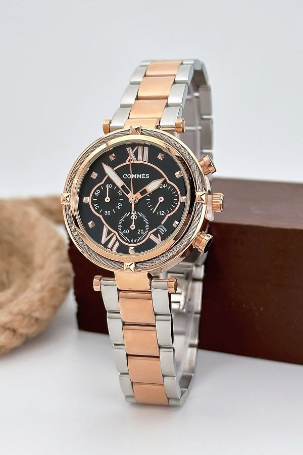 COMMES-Women's Wristwatch with Calendar Steel Cord 3 Atm Water Resistant Bracelet Gift 1