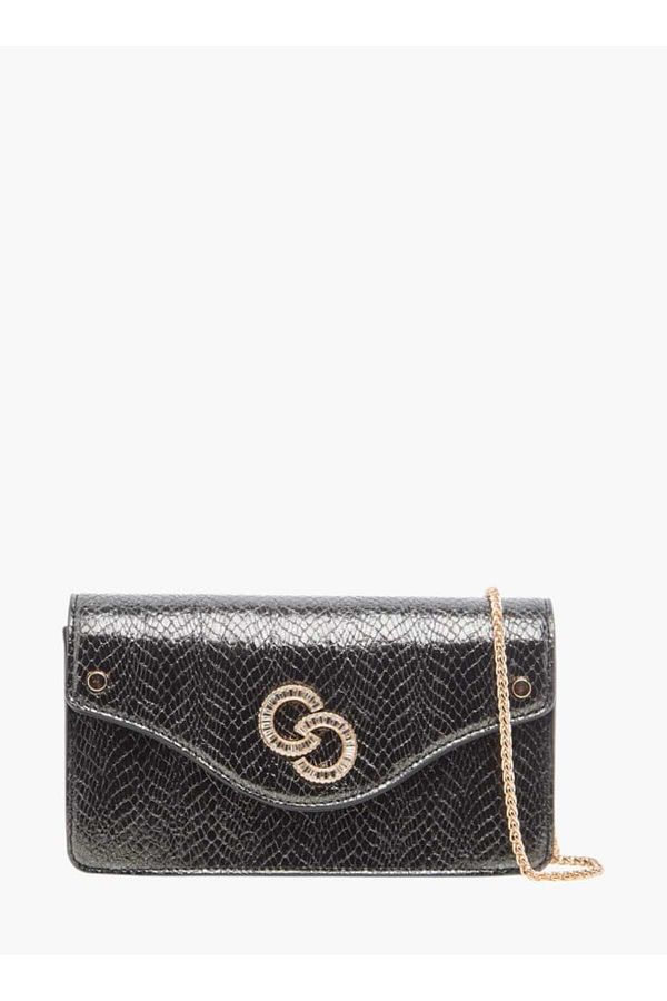 Celeste-Textured Crossbody Bag with Button Closure and Chain Strap 1