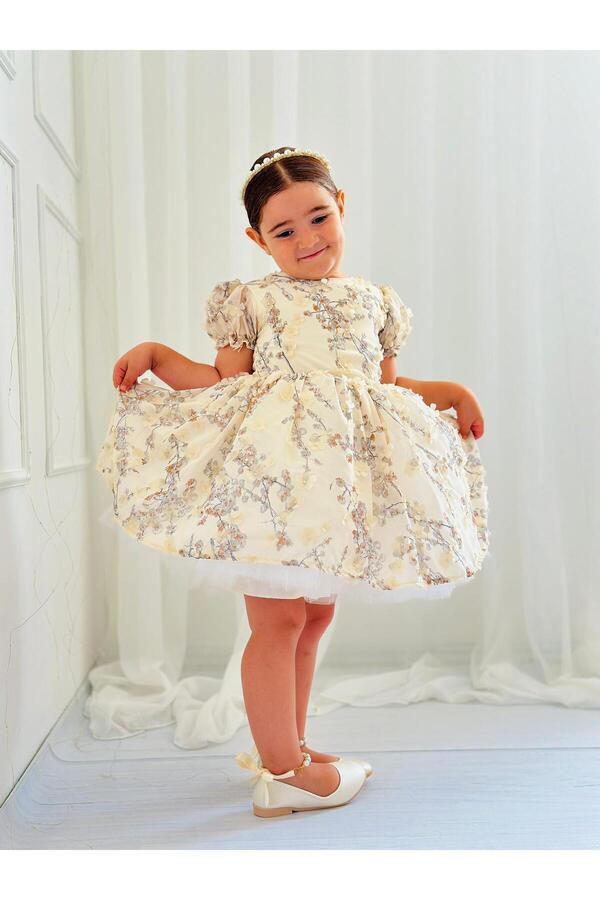 Linarookids Linaroo Krem Vintage Yılbaşı Kız Bebek Elbisesi,doğum Günü,fotoğraf Çekim Elbise,0-12 Yaş Uygun