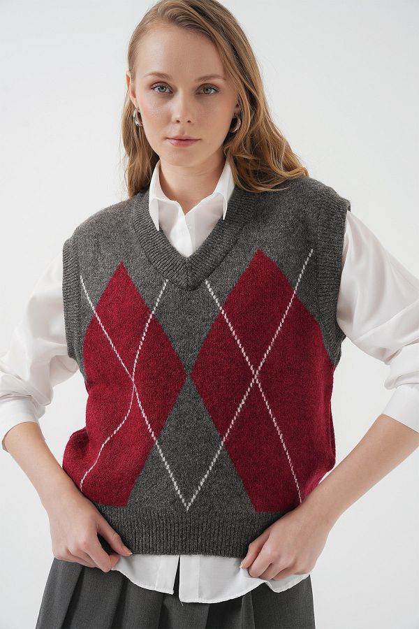 Bigdart-15914 Strickpullover mit V-Ausschnitt – V. Anthrazit 1