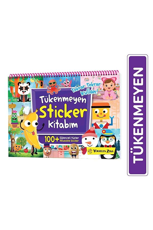 yükselen zeka Tükenmeyen Sticker Kitabım - Eğlenceli Yüzler (100+ Tekrar Tekrar Kullanılabilen Sticker)