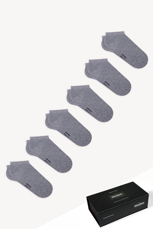 Mono Socks-عبوة من 6 جوارب من الخيزران باللون الرمادي الفاخر - صندوق بدون خياطة 1