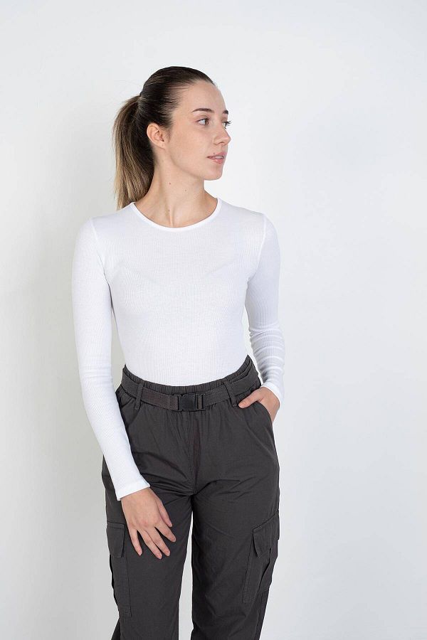 Addax-Crew Neck Ribbed Modal Blouse B13342-n3 1