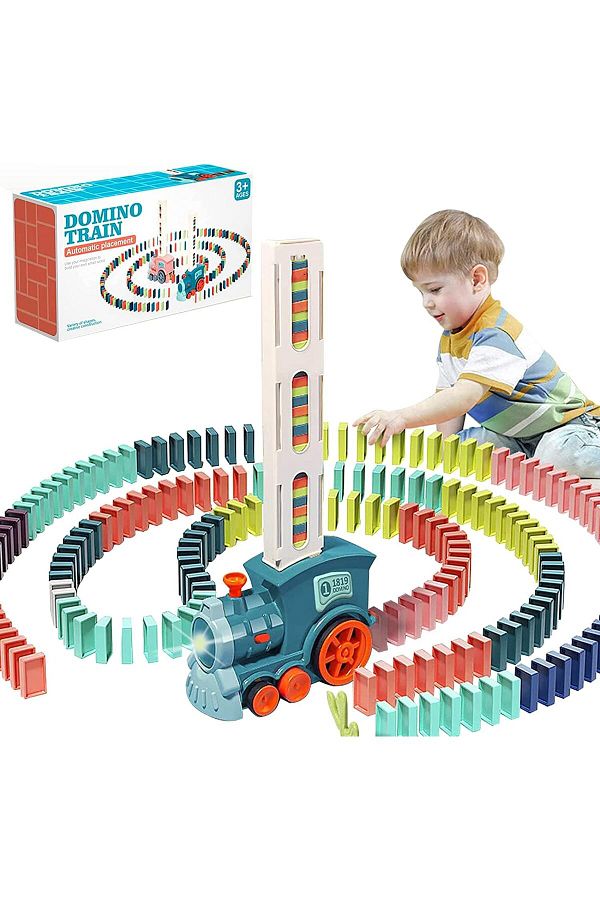 AWH-Domino Train Toy Set, Building and Stacking Toy, Automatic Domino Train - Batteries not Included 1