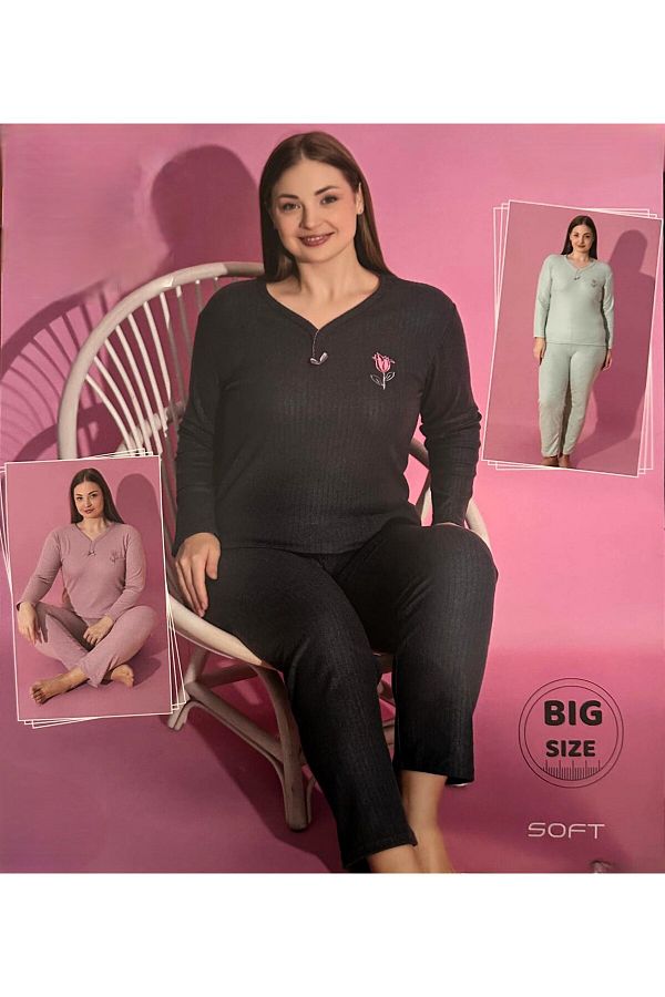 enmodaiçgiyim-Set pijamale cu mânecă lungă pentru femei 100% bumbac 1