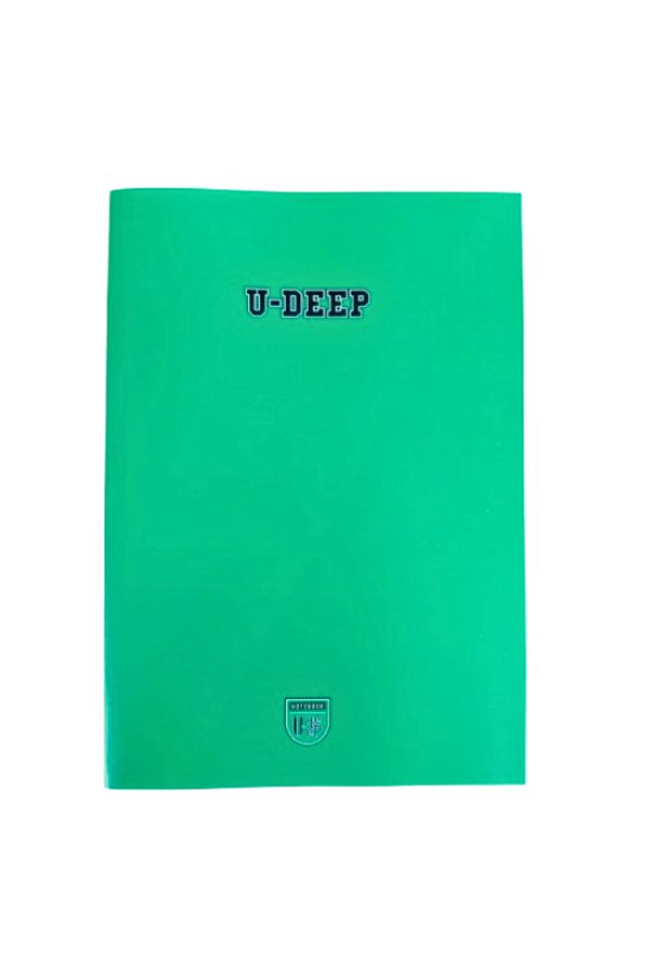 Glanart-a4 size plastic cover 80 sheets square notebook with red stripes on the edge 1 u-dep green 1