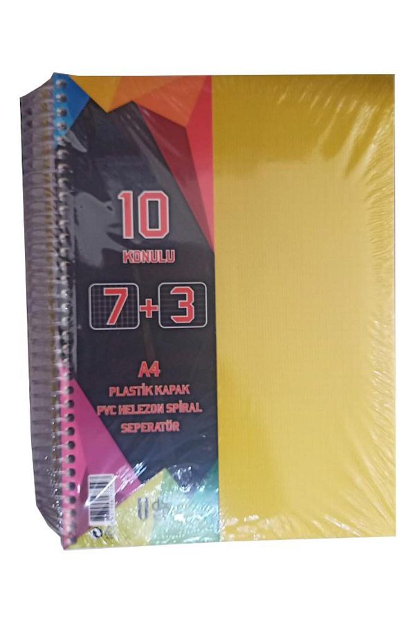 Glanart-A4 Size 7 3 Bookmark Notebook Dersane - 250 Sheets, 10 Sections Udep (7 Plaids 3 Lines) 1