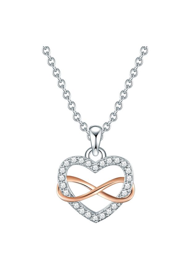 Lulu & Jane-Silberhalskette Kette Mit Anhänger Sterling Silber Bi-color Zirkonia Weiß 1