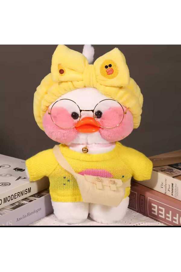 Sekk O Beyaz Lalafanfan Peluş Ördek Sarı konbin  30 Cm ( Ürün Görselde Gördüğünüz Gibi Gönderiliyor