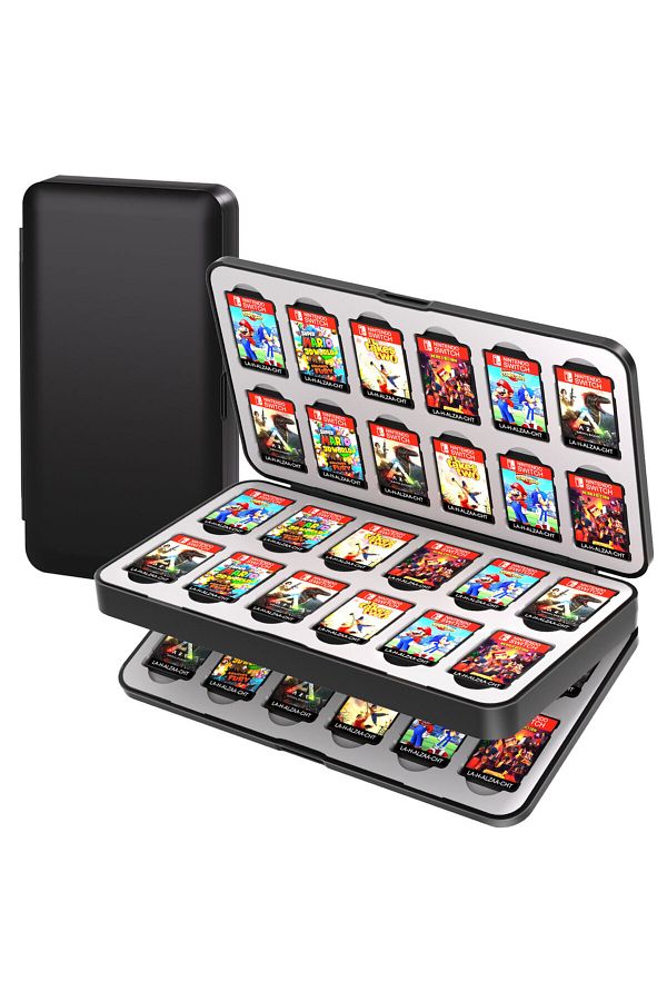 SIKROFEGEN-Black 48 In 1 Switch Game Card Storage Case Magnetic Switch Game Card Box Game Accessories With Soft 1