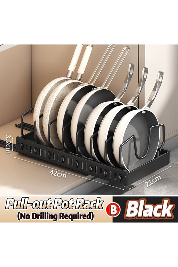 Choice-Black B Pots And Pans Organizer Under Cabinet,sliding Pot Lid Holder And Pan Rack Kitchen,pull Out P 1