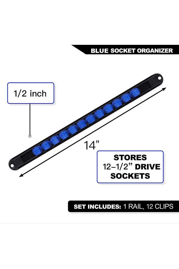 Choice-1-2 1pc 360° Swivel Socket Organizer 1/4 3/8 1/2 Premium Quality Socket Clip Rail Holder Socket Slid 1