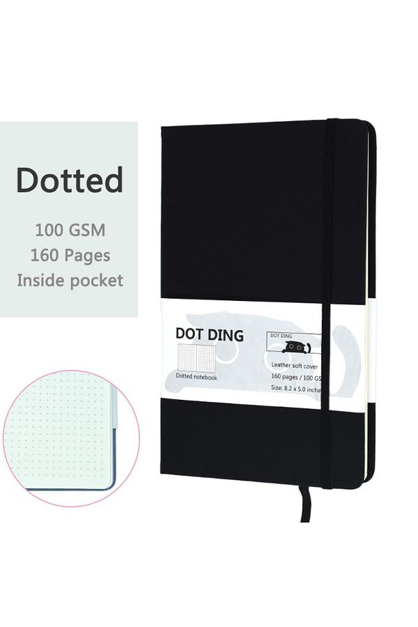 Choice-A5 A123-black-a5 A5 Dotted Notebook Cloth Hardcover 100 Gsm Paper Planner Diary Notepad Journal Stud 1