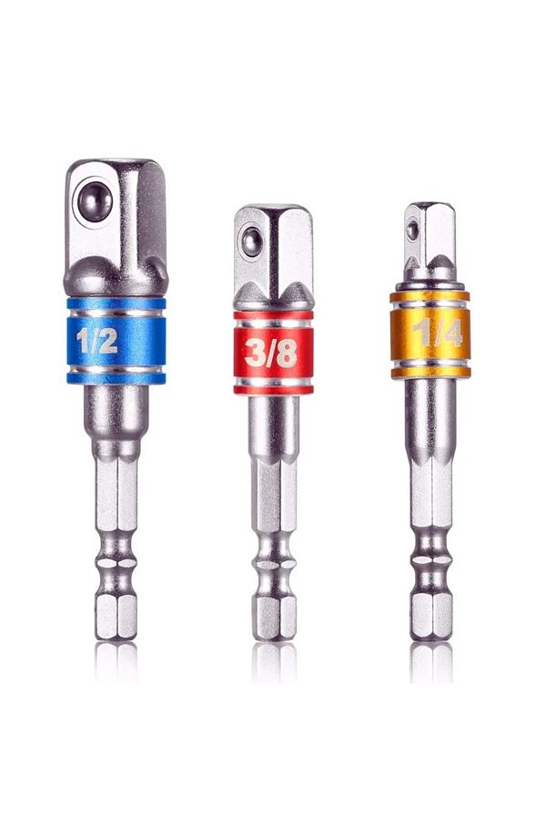 LIXIU-3pcs Set Impact Driver Socket Extension Adapter Extended Converter Power Drill Hex To High Speed Nut 1