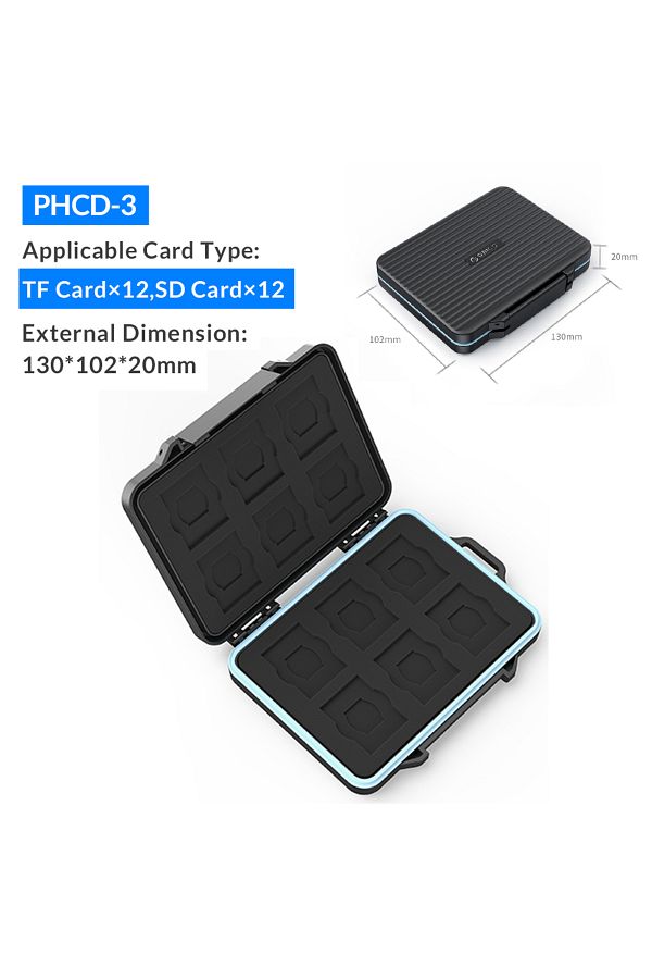 Orico-حافظة تخزين بطاقات الذاكرة SD Phcd-3-bk حافظة تخزين بطاقات Micro SD مقاومة للماء وبطانة ناعمة 1