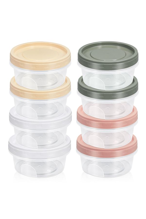 Choice-8pcs 300ml Round Plastic Containers With Lids, Reuseable Small Freezer Storage Container Jars With S 1