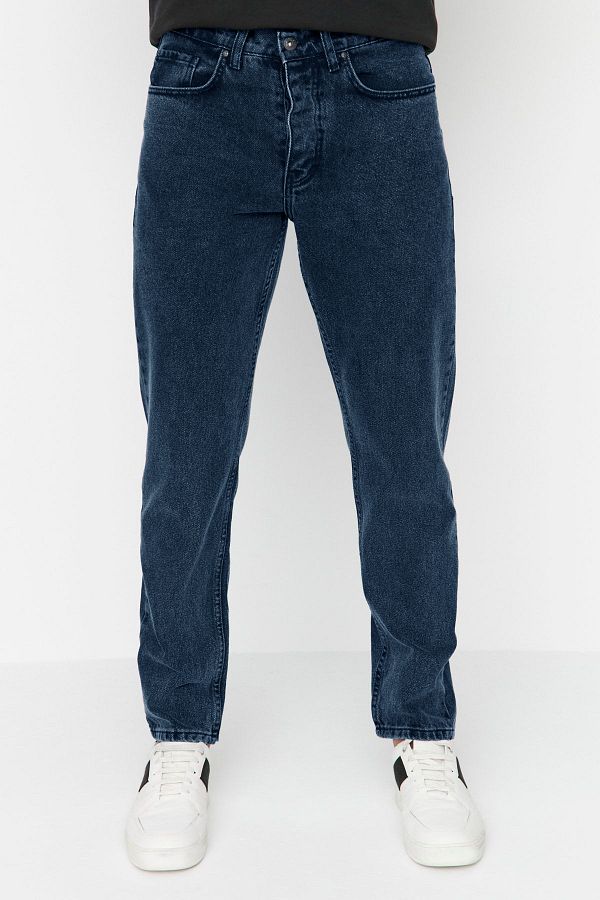 Trendyol Collection-Sötétkék 100% pamut Essential Fit Jeans farmer nadrág TMNAW23JE00104 1