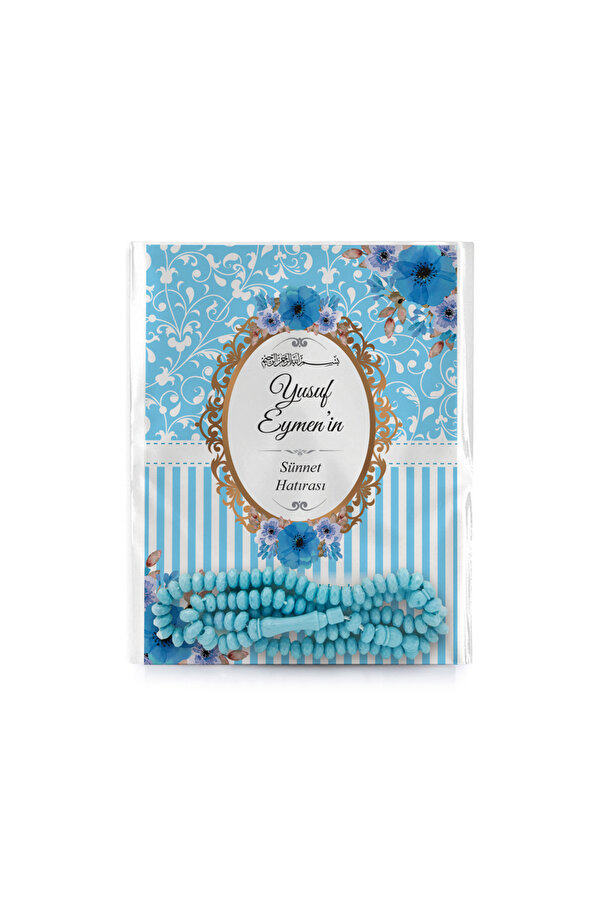 Merve Yayınları Erkek Bebek Kuranı Için 10Adet Mavi Çiçek Motifli Hediyelik Tesbihli Yasin Cüzü Kitabı Mevlit Paketi