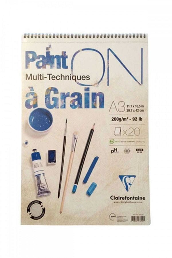 Clairefontaine-Paint On Top Spiral 200 gr 20 Yp A3 Multi-Purpose Drawing Block 1