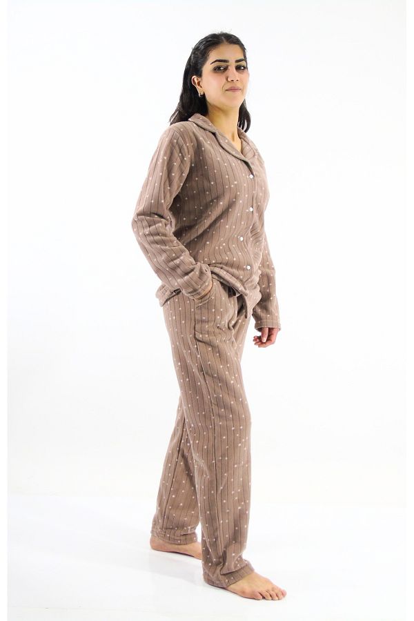 mefa-Front Buttoned Polar Pajama Set 1