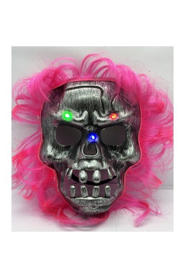 Melff-Pink Hair Led Light Skull Skeleton Mask 1