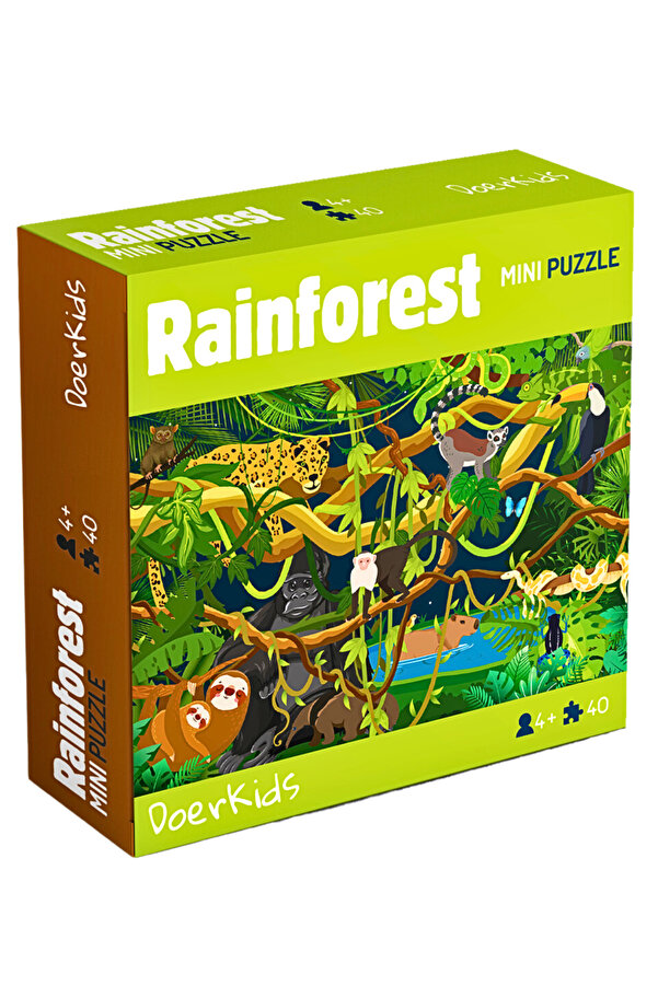 DoerKids Yağmur Ormanları Tropik Mini Puzzle | 3-7 Yaş - 40 Parça