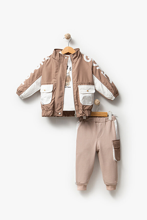 Jikko Baby Erkek Bebek Yağmurluklu 3'lü takım 9065