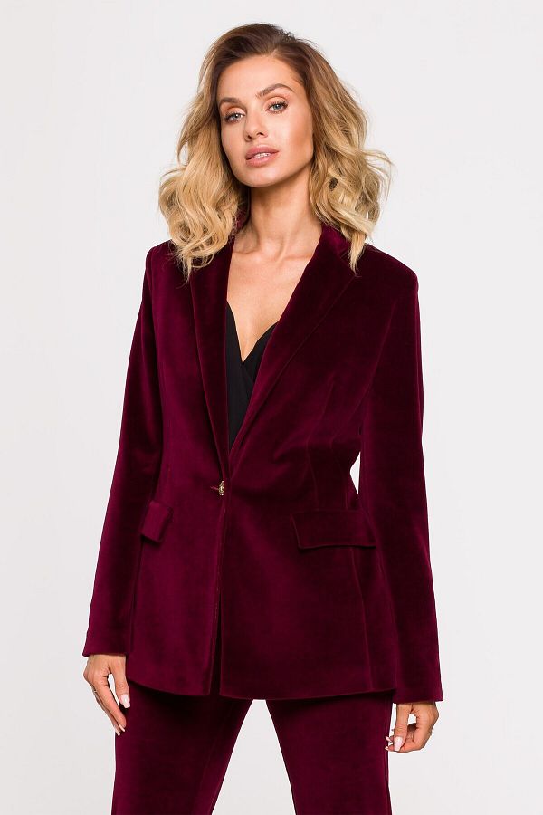 Made of Emotion-Velour blazer fastened with a single button 1