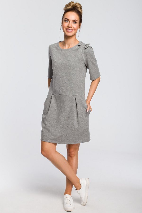 Made of Emotion-Rochie simpla cu fundita pe umar 1
