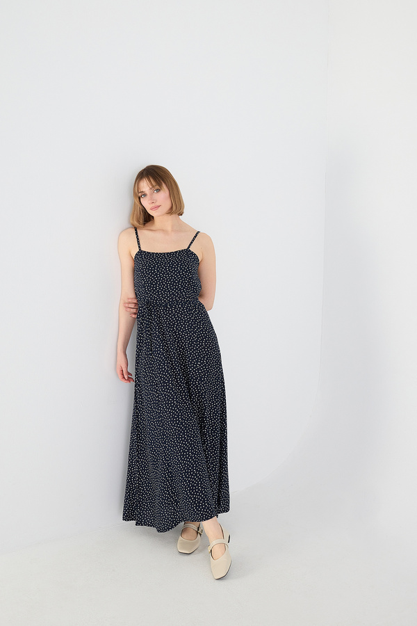 Addax-Patterned Long Dress - Adjustable Rope Strap E16202-k10 1