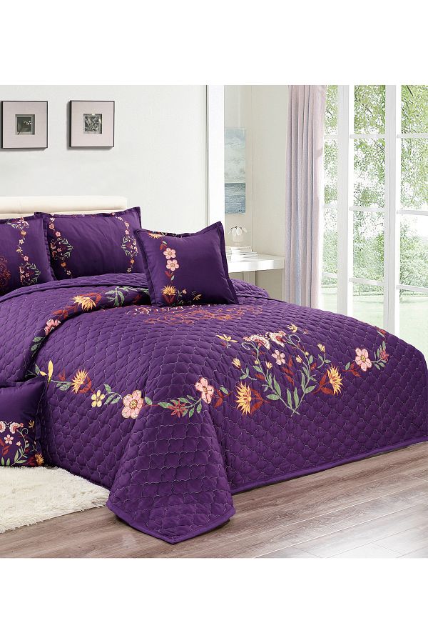 Generic-Floral Compressed Comforter Set, 160 x 210 cm Twin Size Reversible 4 pcs Bedding Set, Multicolor 1
