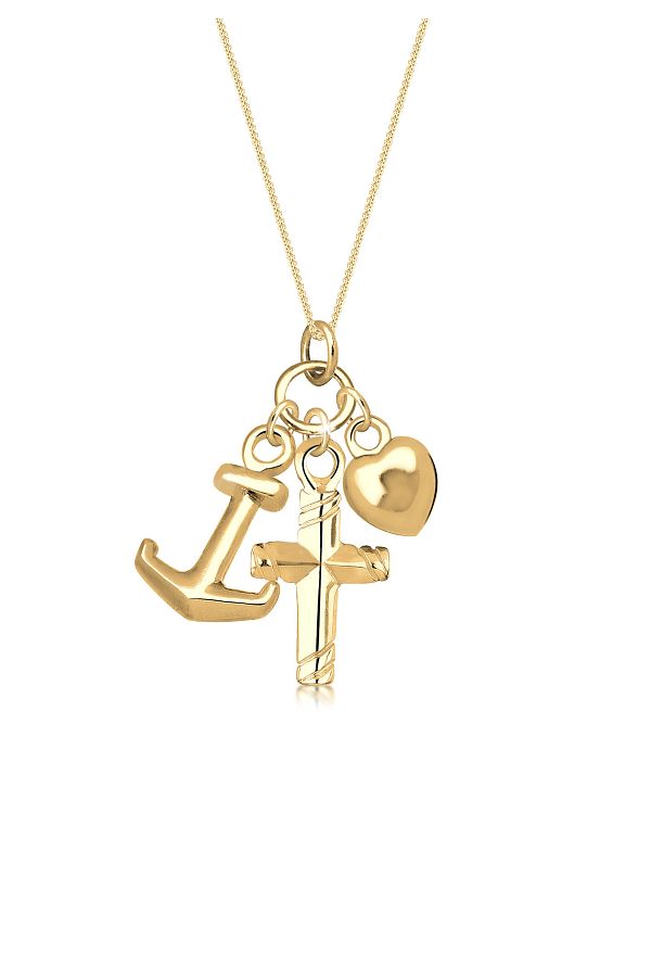 ELLI-Anker-Herz-Kreuz-Halskette für Damen – 925er Sterlingsilber 1