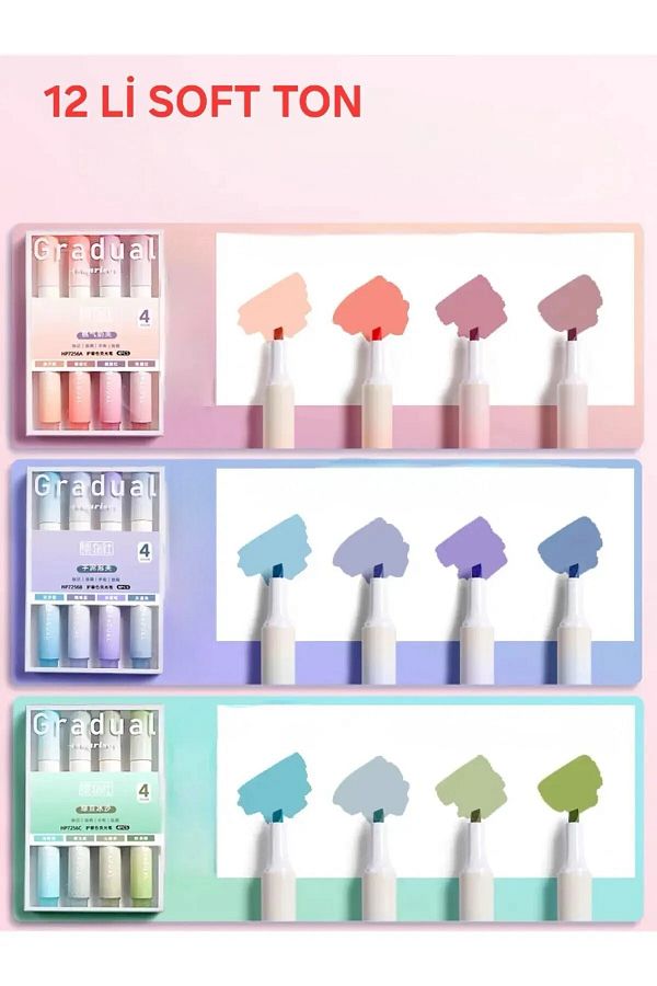 BEYZANA-4-Piece Highlighter Gradual Pen Set - Soft Colors 1
