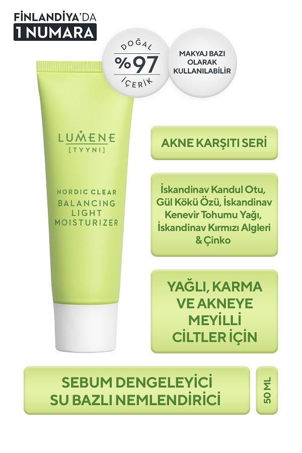 LUMENE-Sebum Balancing Moisturizer 50 ml – Water Based, Oil-Free Formula, Mattifying Effect, for Combination Skin 1