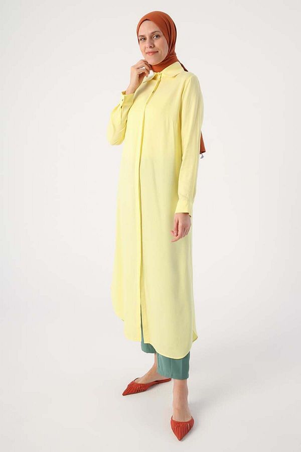 ALLDAY-Light Yellow-Hidden Placket Shirt Tunic 1