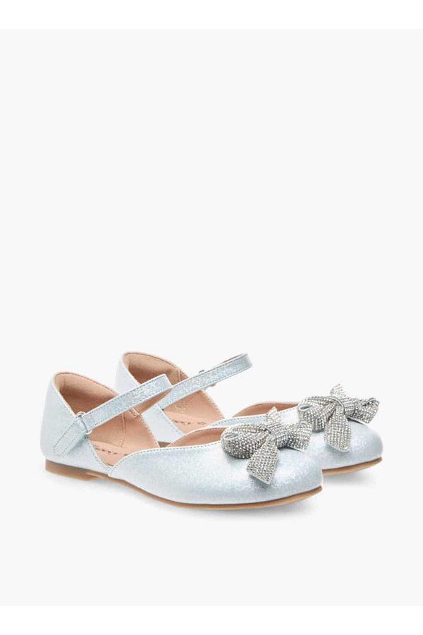Little Missy-Embellished Bow Ballerina Shoes with Hook and Loop Closure 1