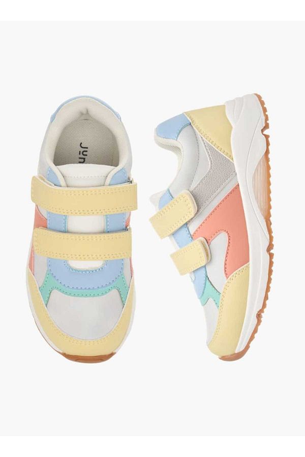 Juniors-Colourblock Sneakers with Hook and Loop Closure 1