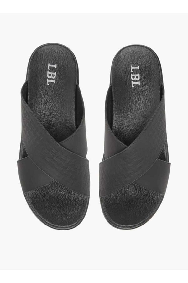 LBL by Shoexpress-Textured Slip-On Cross Strap Sandals 1
