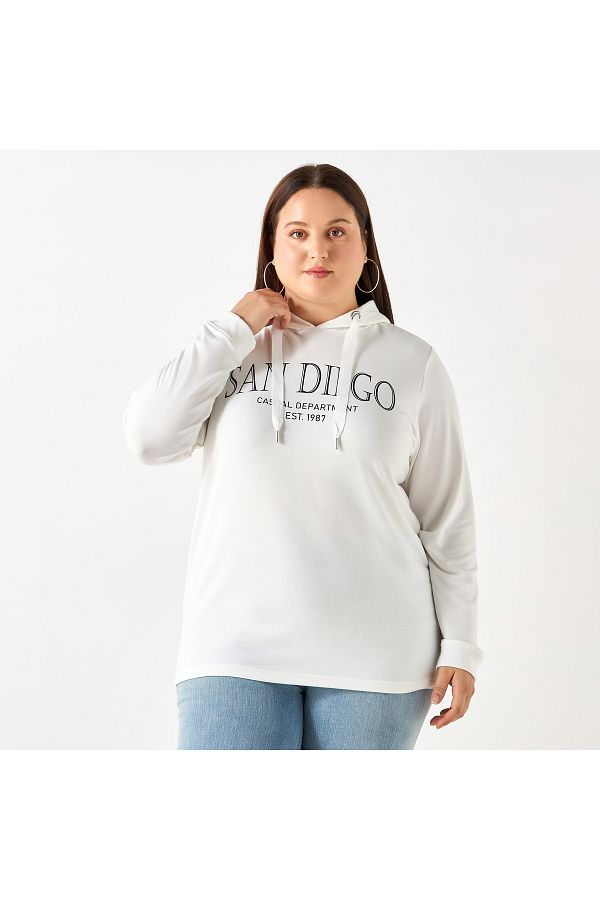 Ulla Popken-TEXT PRINT HOODY 1