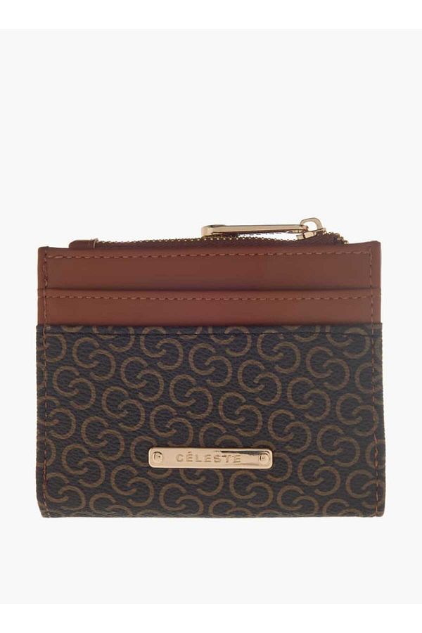 Celeste-Monogram Print Bi-Fold Wallet with Flap Closure 1