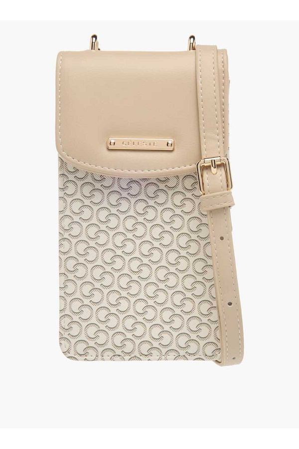 Celeste-Monogram Print Crossbody Bag with Detachable Strap and Flap Closure 1