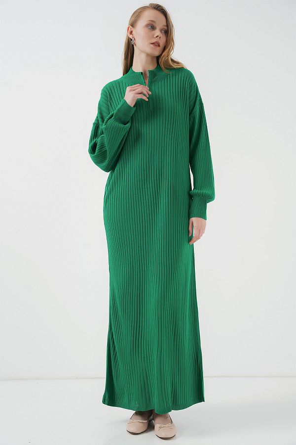 Bigdart-15839 Langes Strickkleid - Grün 1